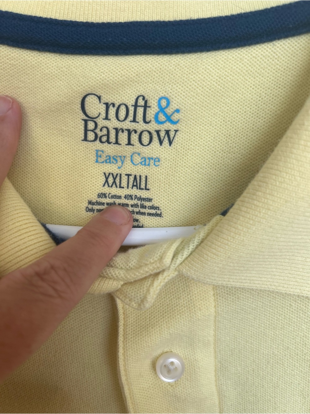 croft & barrow Yellow Polo Shirt with Navy Trim
